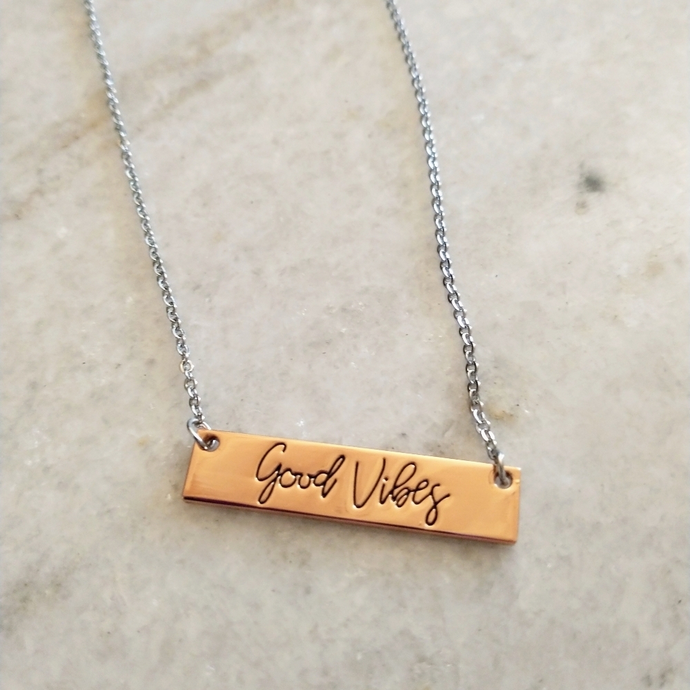 Good Vibes bar charm necklace